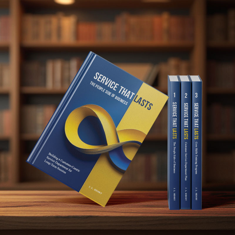 Cover image of the book “Service That Lasts” by Jenn Henry, featuring a clean design focused on client service strategies for lasting business impact.