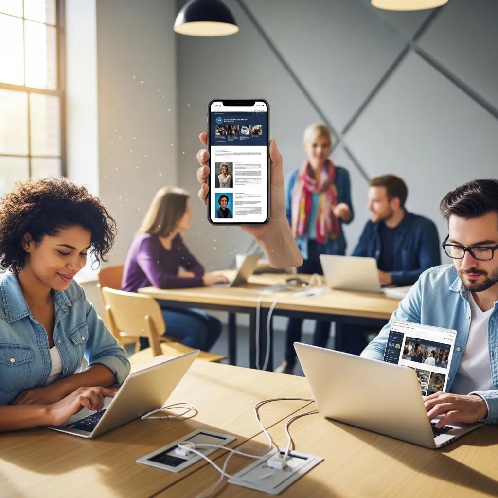 Diverse users engaging with responsive website design on multiple devices